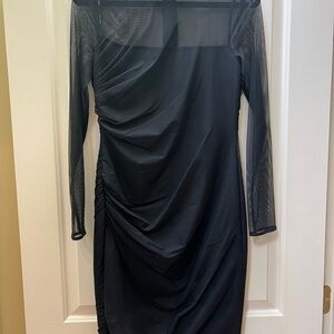 NWT Calvin Klein Black Sheer Long-Sleeve Mini Dress, Size 8